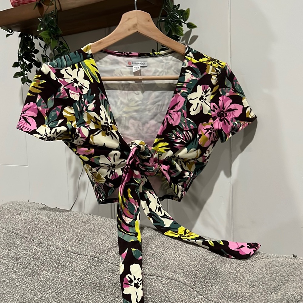 hawaiian print tie top